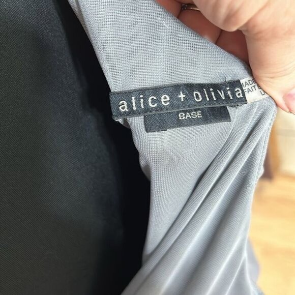 Alice + Olivia Taupe One-Shoulder Draped Mini Dress – Silk Blend Large Gray - Picture 7 of 8